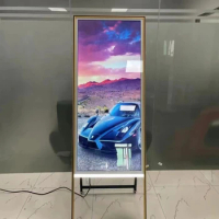 Standing Wooden Digital Art Frame 21.5/23.8/27/32/43/49 Inch Screen Monitor, Cloud WiFi LCD Photo Frame for Advertising