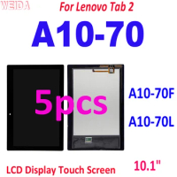 5PCS Original 10.1" For Lenovo Tab 2 A10-70 A10-70F A10-70L LCD Display Touch Screen Digitizer Assembly for Lenovo A10-70 LCD