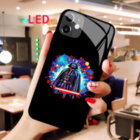 Star Wars Darth Vader Luminous Tempered Glass phone case For Apple iphone 12 11 Pro Max XS mini cool Protect LED Backlight cover