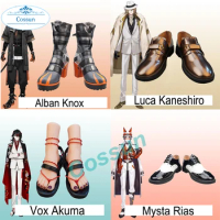 YouTuber Alban Knox/Luca Kaneshiro/Vox Akuma/Mysta Rias cosplay shoes PU leather boots Vtuber anime game halloween women men