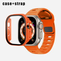 Silicone Sport Band+Case for Apple Watch Ultra Band Case Strap 40mm 41mm 42mm 49mm 44mm 45mm Correa Iwatch Series 8 7 3 5 6 4