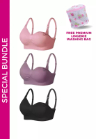 Kiss & Tell 3 Pack Grace Nursing Push Up Maternity Bra in Purple, Purplish Red and Black