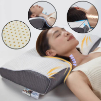 Dreamreal Natural Latex Cervical Pillow Ergonomic Orthopedic Neck Pain Pillow for Side Back Stomach Sleeper Remedial Pillows
