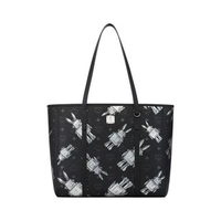 MCM Medium Toni Top-Zip Shopper in Rabot Visetos Black Black