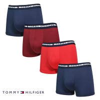 Tommy Hilfiger Th Comfort 男內褲 莫代爾纖維絲質 合身平口褲/Tommy四角褲-海軍藍、酒紅、紅、海軍藍 四入組