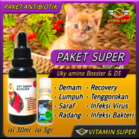 Vitamin Kucing Paket Antibiotik D3 dan Uky Amino  Antibiotik Penurun Panas, Lumpuh, Demam, Recovery,