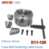 125mm 5 " 3 Jaw Self Centering Lathe Chuck SANOU K11-125 Metal Scroll Chucks for Drilling Milling Machine