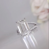 6 Carat Emerald Diamond Ring CVD Diamond IGI Certified Lab Grown Diamond Engagement Ring 14k White Gold