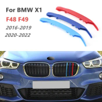 Car Front Grille Trim Strips Grill Cover 3D for BMW X1 F48 F49 2016-2019 F48 2020-2022（8 Rod）Decorative Parts Accessories