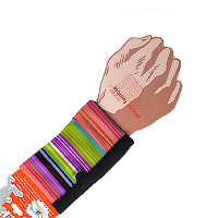 PCMAMA多用途運動手臂套手機套手腕袋手腕套Wrist Bag(黑+彩紋WC171;可放零錢紙鈔信用卡悠遊卡一卡通)