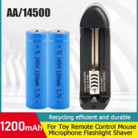 2PCS 3.7V 14500 AA Lithium Rechargeable Battery For Toy Remote Control Mouse With 18650 16340 14500 Rechargeable Battery Charger