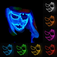 Halloween Scary LED Mask Neon Light Costume Mask EL Wire Face Glow Maske Carnival Mask Halloween Decoration