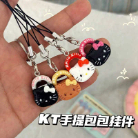 Cute Cartoon Bow Kitty Handbag Phone Chain Sweet Girly Student Backpack Pendant Phone Strap