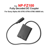 NP-FZ100 Dummy Battery Fully Decoded DC Coupler for For Sony Alpha A9 A7R3 A7R4 A7M3 A6600 etc.