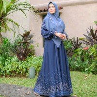 HASNALIYA Sedayu (navy, black, broken white) Abaya mom, tunic only, Dress kids Wanita