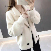 Winter Women Mink fur Coat Female Long Coat Blends Elegant Autumn Jacket For Ladies Warm Fur Clothes Girl