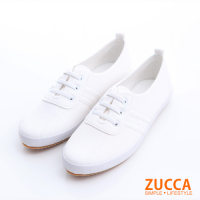 ZUCCA-日系帆布橫紋休閒鞋-白-z6304we