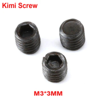 50 Pcs Black Carbon Steel Metric Thread Grub Screws M3*3MM Kimi Set Screws 3mm Length Hexagon Socket Screws
