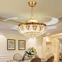 餐廳吊燈家用風扇燈歐式水晶燈隱形靜音飯廳大氣吊扇燈帶遙控飯廳