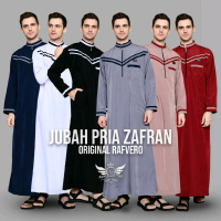 Gamis Pria Zafran Rafvero Original Muslim Tasbih Putih Navy Abu