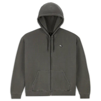 【CONVERSE】外套 男款 女款 運動連帽外套 LOOSE FIT SNEAKER PATCH FZ 灰黑 10026669-A01