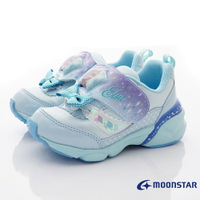 ★日本月星Moonstar機能童鞋迪士尼聯名系列寬冰雪奇緣電燈鞋款12839藍(中小童段)