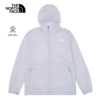 【The North Face 官方旗艦】北面女款灰色UPF防曬可收腰防風外套｜8C130TI 抗UV