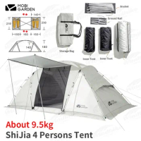 MOBI GARDEN Camping Outdoor Equipment Portable Beach Two Rooms One Hall Four People Camping Tent Travel Equipment nature hike
