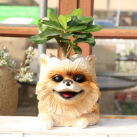 HOT-Cute Dog Flower Pot Head Flower Seeds Planter Succulent Pots And Planters Garden Decoration Outdoor Flowerpot