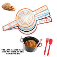Silicone Baking Mat Long Handle Non-Stick Bread Sling Dutch Pot Pad Multi-Purpose Oven Liners Dough Transfer Pad Bakery Supplies