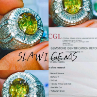 NATURAL RAINBOW SPHENE OVAL RING SILVER MICRO TAPPER BERSERTIFIKAT