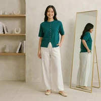 Yumna cardigan lengan pendek / atasan wanita rajut premium / Cardigan kancing jamur Bronze