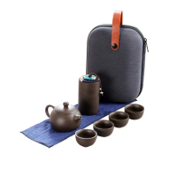 【PUSH!】茶具旅行茶具便攜包快客杯一壺四杯紫砂功夫旅遊茶壺套裝(茶具 茶壺 D211)