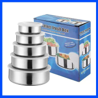 5 Pcs Stainless Steel Crisper Set with PP Lid
