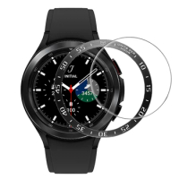 For Samsung Galaxy Watch 4 Classic Screen Protector Tempered Glass + bezel loop for galaxy watch 4 46mm 42mm bezel ring + film