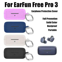 Silicone Earphone Case Solid Color Fall Prevention Earphone Protective Cover Stripe Pattern Storage Shell for EarFun Free Pro 3
