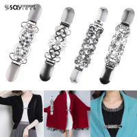 1PCS Duck-mouth Clips Sweater Cardigan Clip Flexible Beaded Pearl Pin Brooch Shawl Shirt Collar Buckles For Clothing