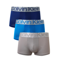 【Calvin Klein】CK Steel超細纖維低腰短版四角男內褲三件組(深藍x淺藍x淺灰)