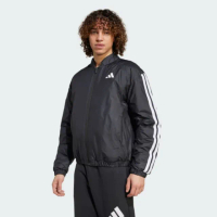 【adidas 愛迪達】外套 男 運動連帽外套 鋪棉外套 防潑水 ESS 3S INS B J 黑白 JD1294