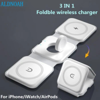 3 in 1 Foldable Magnetic Wireless Charger for iPhone 13 12 11 Pro Max X 8 Portable Wireless Charger for Apple Watch 7 6 AirPod 3