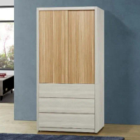 MUNA 家居 莫托斯3.2X7尺鋼刷白雙色推門衣櫥(衣櫃 收納櫃 櫥櫃 衣櫥)