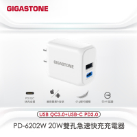 Gigastone PD-6202W  雙孔急速快充20W充電器