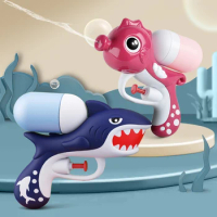 Cute Water Gun Summer Animal Water Playset Seahorse Shark Water Guns Bathtub Toy Sprinkler Pistol Toy Guns for Kids Boys