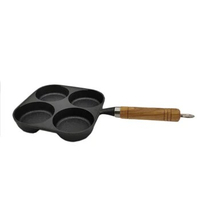 Household Cast Iron Pan, Uncoated Breakfast Frying Pan, Egg Burger, 0Melette Pan, 4 Holes