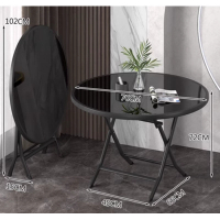 家用小戶型圓形折疊餐桌(鋼化玻璃面)(尺寸:展開70*72*45*66CM,折疊102*15CM)