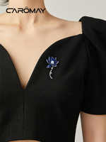 CAROMAY克萊因藍蓮花胸針高檔女小眾設計感氣質胸花別針西裝配飾