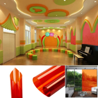 SUNICE 1.52*3m Home Window Tint Film Orange Decorative Glass Film Heat Reduction Solar Tints Self-adhesive Vinyl Office School