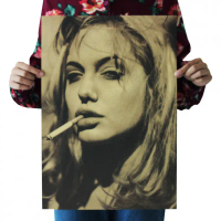โปสเตอร์ A291 Angelina Jolie Retro Kraft Paper Poster Indoor Children's Room Living Room Wall Decora