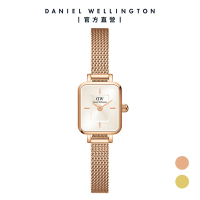 Daniel Wellington DW 手錶 Quadro Mini 15.4x18.2ｍｍ 方糖系列編織小方錶-香檳金錶盤 DW00100651/DW00100656