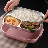 韓式304不銹鋼保溫飯盒 便當盒學生兒童成人分格餐盤餐盒 快速出貨